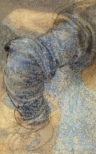 Combined image of the Windsor Castle study and the final painting of Peter's hand